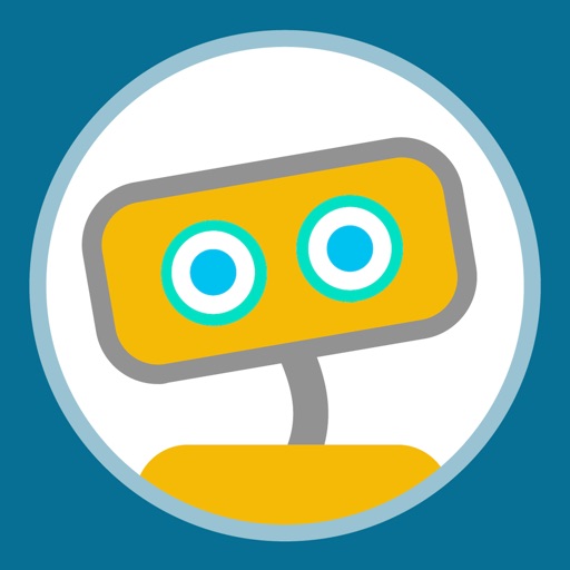 Woebot app icon — friendly robot mascot on a teal background.