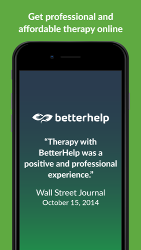 BetterHelp app welcome screen, on iPhone.