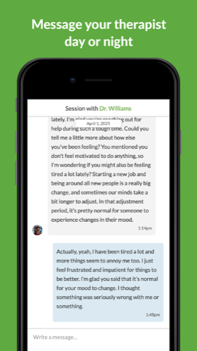 BetterHelp therapist matching screen, on iPhone.